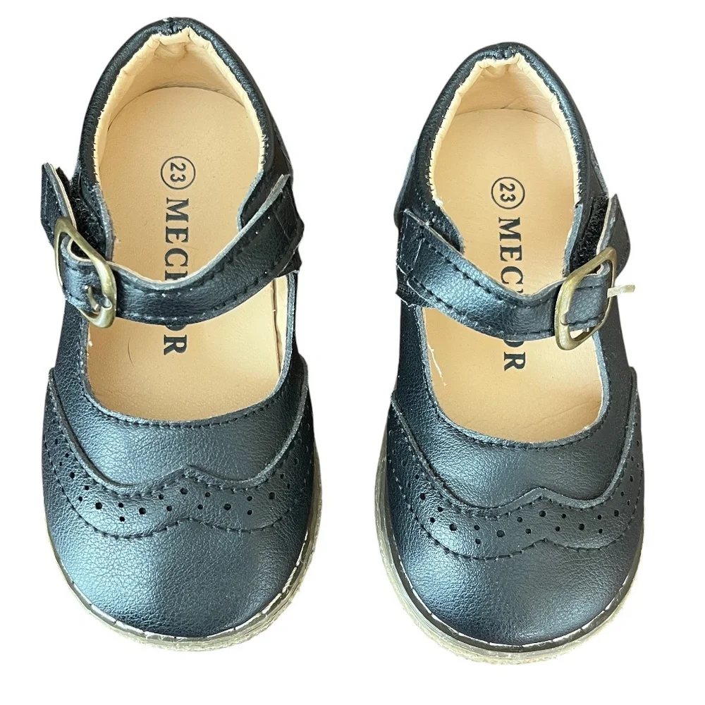 Toddler Girls Black Leather Mary Jane Dress Shoes Size EU 23 US 7